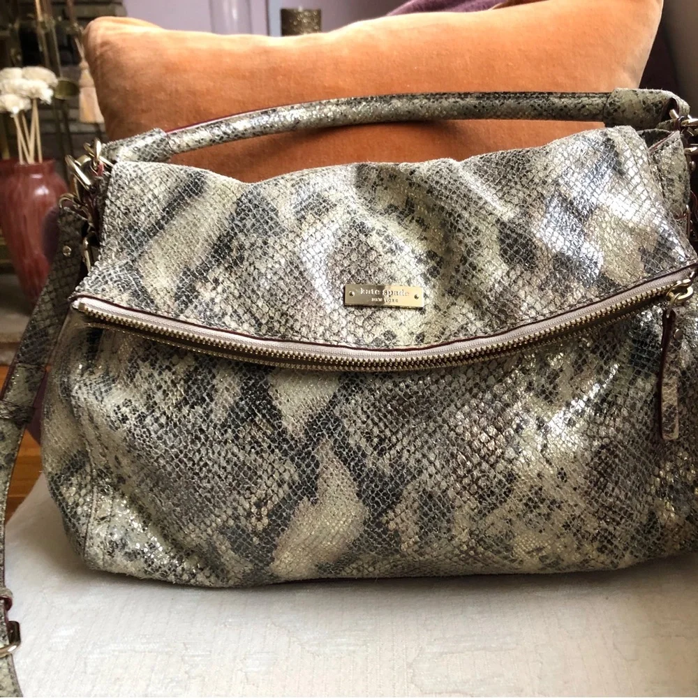 Kate Spade Metallic Snakeskin Leather satchel crossbody CobbleHill Littl…
